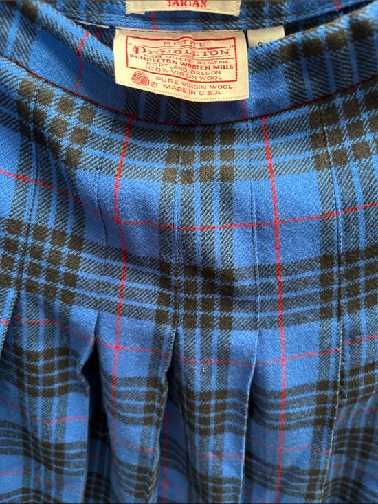Pendleton Dresses & Skirts - Pendleton Blue Plaid Wool Skirt with Red Trim